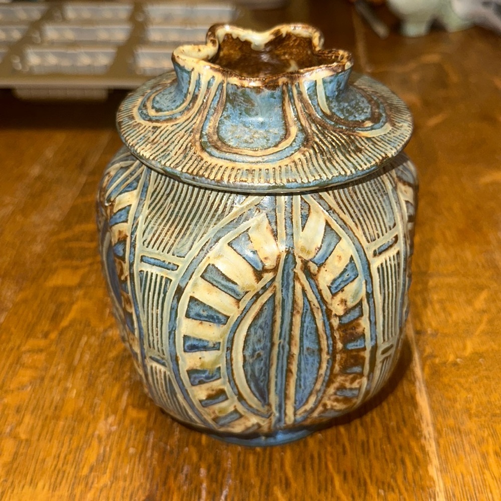 Studio pottery signed 2 in 1 candle / vase